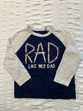 First Impressions Navy Body with Light Gray Raglan Sleeves Long-Sleeve Tee
